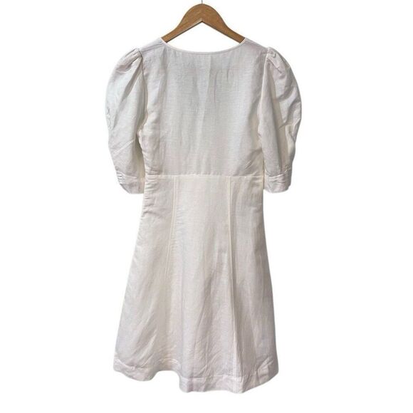 Parker  Womens  Kiera Mini Dress Size 2 XS in White Linen Blend - Picture 2 of 14